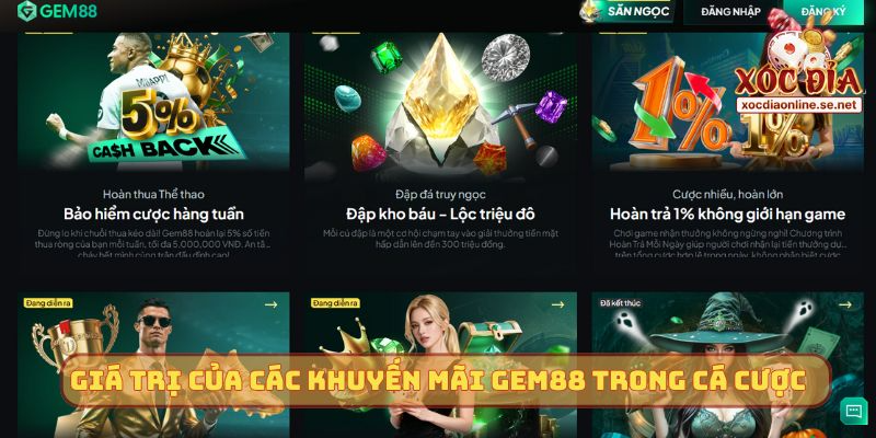 Giá trị của các khuyến mãi Gem88 trong cá cược