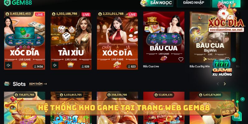 Hệ thống kho game tại trang web GEM88